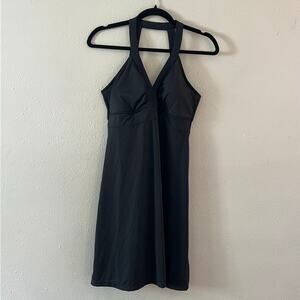 Athleta Halter Dress Black Size S Built-In Bra Athleisure Travel Resort Tennis